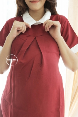 Devandra Dress Baju Kerja Ibu Hamil Menyusui Modis - DRO 814 Merah